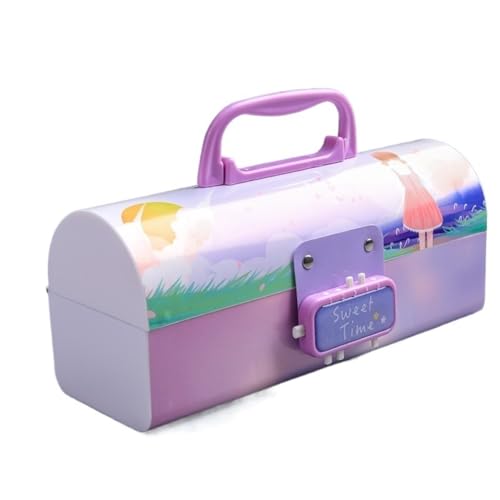 ZHOUXYFDC Etui Schule Creative Password Pencil Case Große Kapazität Student Pen Case Multifunktions-Briefpapier Rosa Schulbedarf(A) von ZHOUXYFDC