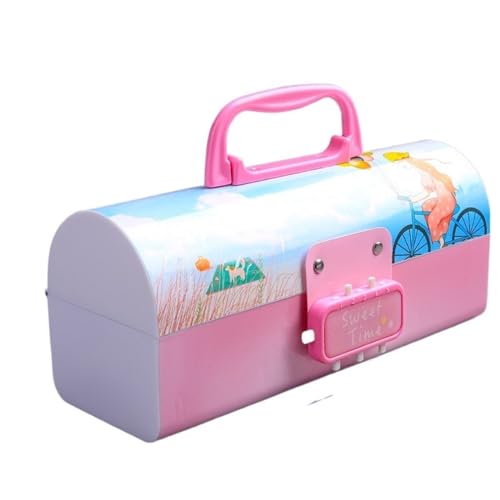 ZHOUXYFDC Etui Schule Creative Password Pencil Case Große Kapazität Student Pen Case Multifunktions-Briefpapier Rosa Schulbedarf(B) von ZHOUXYFDC