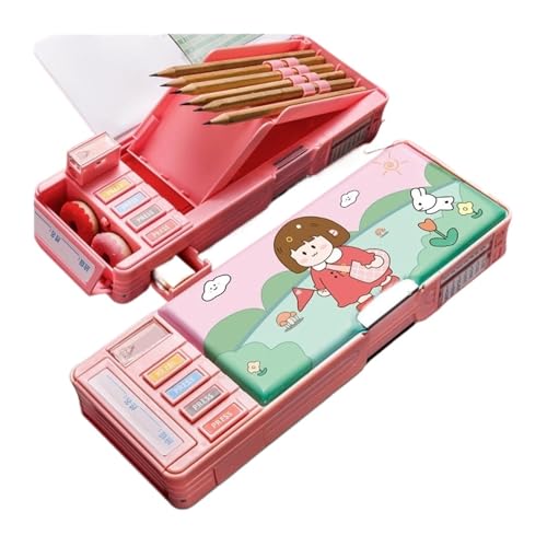 ZHOUXYFDC Etui Schule Großes Kunststoff-Federmäppchen, Cartoon-Studenten, Multifunktions-Federmäppchen, Kinder, Geschenk, Federmäppchen, Schreibwaren-Box, Schulbedarf(B5) von ZHOUXYFDC