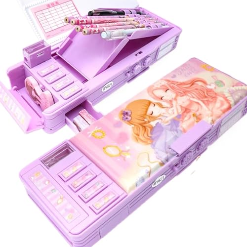 ZHOUXYFDC Etui Schule Mädchen-Code-Briefkasten for Schüler, Stiftebox aus Kunststoff, große Kapazität, leichte Schreibwarenbox for Mädchen(B) von ZHOUXYFDC