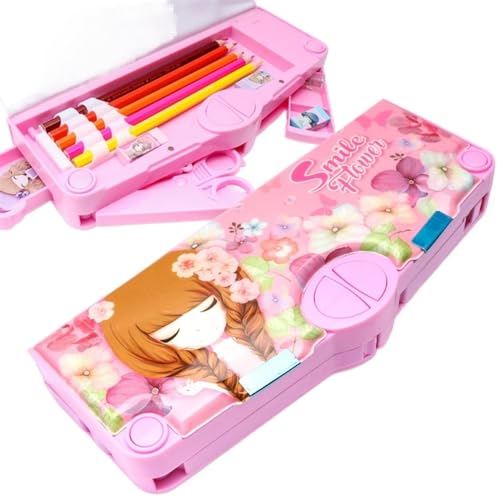 ZHOUXYFDC Etui Schule Mädchen-Code-Briefkasten for Schüler, Stiftebox aus Kunststoff, große Kapazität, leichte Schreibwarenbox for Mädchen(D) von ZHOUXYFDC