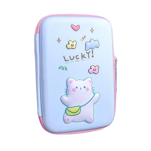 ZHOUXYFDC Etui Schule Nettes 3D-Karikatur-Universum Federmäppchen Große Kapazität Mulfunction School Student Pen Bags Box Schreibwaren(Sky Blue Cat) von ZHOUXYFDC