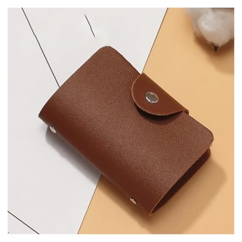 ZHOUXYFDC Kartenetui 24 Slots Karte Halter Tasche Einfache Feste Farbe Tasche Fall Frauen Männer(Brown) von ZHOUXYFDC