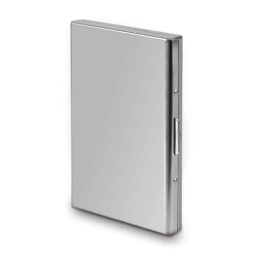 ZHOUXYFDC Kartenetui Aluminium-Kreditkartenhalter, modische Geldbörse, Push-Etui mit Abdeckung for Karten, Ausweise, Smart Fashion Mini-Ausweishülle for Unternehmen(Silver) von ZHOUXYFDC