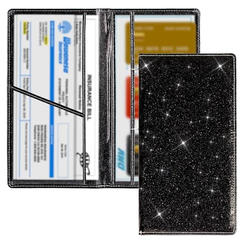 ZHOUXYFDC Kartenetui Halter for Kfz-Zulassungs- und Versicherungskarten, Organizer for Fahrzeugscheindokumente und Handschuhfach(Black) von ZHOUXYFDC