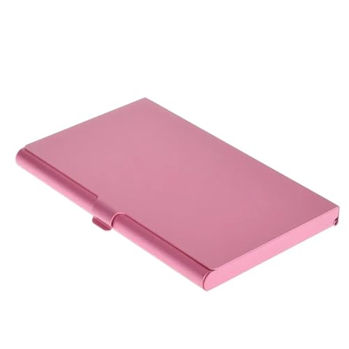 ZHOUXYFDC Kartenetui Kartenhalterbox aus Metall, Aluminium, Aufbewahrungsbox for Visitenkarten und Postkarten, tragbarer Kartenbehälter mit großer Kapazität for Männer und Frauen(Pink) von ZHOUXYFDC