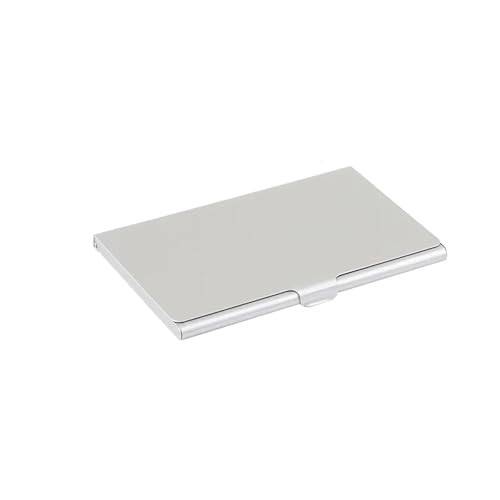 ZHOUXYFDC Kartenetui Kartenhalterbox aus Metall, Aluminium, Aufbewahrungsbox for Visitenkarten und Postkarten, tragbarer Kartenbehälter mit großer Kapazität for Männer und Frauen(Silver) von ZHOUXYFDC