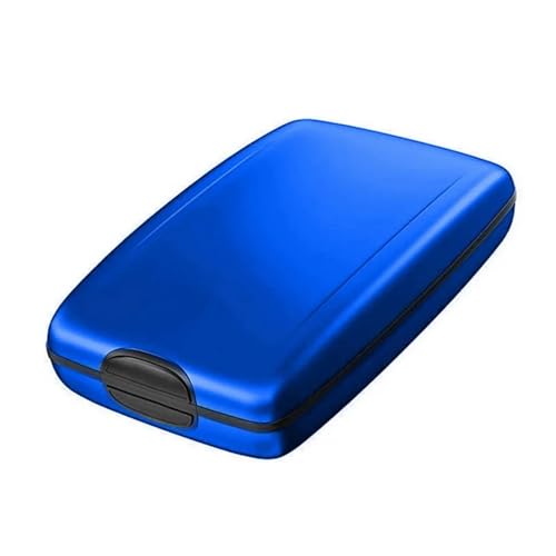 ZHOUXYFDC Kartenetui Scanning Protect Holder Aluminium Metall Kunststoff Bankcard Blocking Hard Case Wallet Kreditkarte for Männer Frauen(Blue) von ZHOUXYFDC
