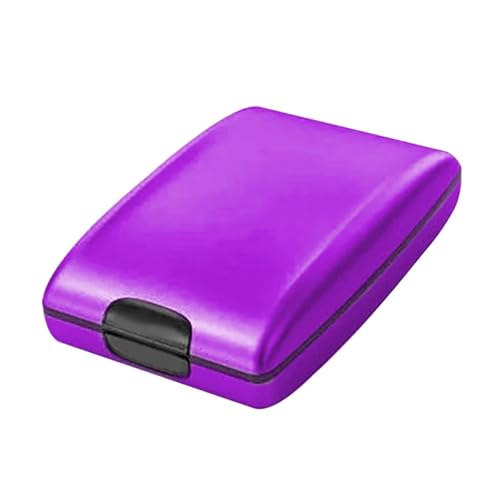 ZHOUXYFDC Kartenetui Scanning Protect Holder Aluminium Metall Kunststoff Bankcard Blocking Hard Case Wallet Kreditkarte for Männer Frauen(Purple) von ZHOUXYFDC