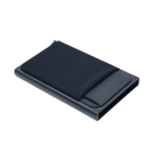 ZHOUXYFDC Kartenetui Schlanke Aluminium-Geldbörse mit elastischer Rückentasche, Ausweis- und Kreditkartenhalter, Mini-Geldbörse, automatisches Pop-up-Bankkartenetui(Black) von ZHOUXYFDC
