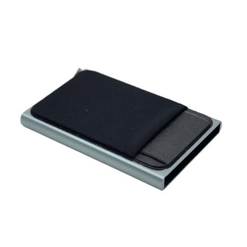 ZHOUXYFDC Kartenetui Schlanke Aluminium-Geldbörse mit elastischer Rückentasche, Ausweis- und Kreditkartenhalter, Mini-Geldbörse, automatisches Pop-up-Bankkartenetui(Gray) von ZHOUXYFDC
