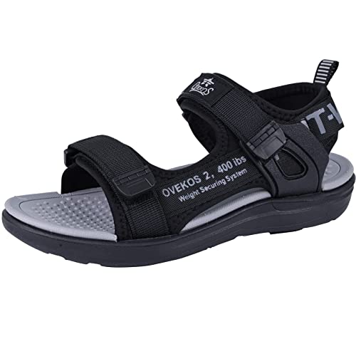 ZHPTO Sommer Jungen Sandalen Kinder Outdoor Sport Sandalette Schuhe Offene Zehe Klettverschluss Strand Wandersandalen Grau 28 EU von ZHPTO