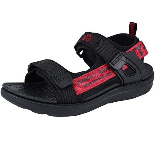 ZHPTO Sommer Jungen Sandalen Kinder Outdoor Sport Sandalette Schuhe Offene Zehe Klettverschluss Strand Wandersandalen Rot 30 EU von ZHPTO