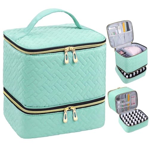 Nagellack-Organizer-Tasche, Nagellack-Reiseorganizer mit Griff, fasst 30 Flaschen, tragbarer Kosmetikkoffer von ZHQFLC