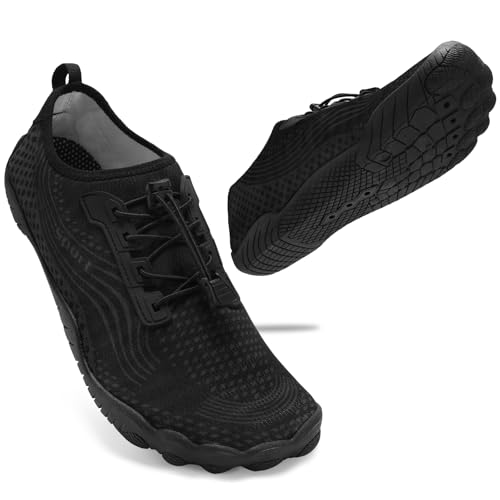 ZHR Badeschuhe Herren Barfußschuhe Damen Schwimmschuhe Wasserschuhe Leicht Schnell Trocknend Barfuß Strandschuhe Schwarz EU36 von ZHR