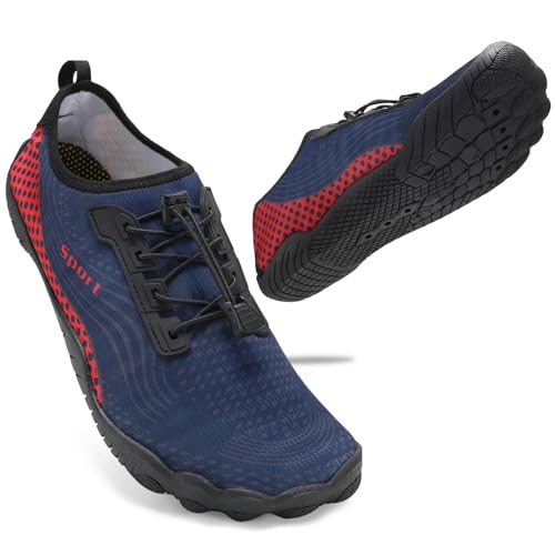 ZHR Badeschuhe Herren Damen Barfußschuhe Wasserschuhe Schwimmschuhe Outdoor Strandschuhe Aquaschuhe Navy Red EU42 von ZHR