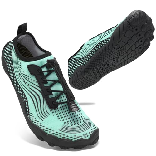 ZHR Badeschuhe Herren Barfuss Schuhe Damen Wasserschuhe Schwimmschuhe Unisex Schnell Trocknend Barfußschuhe Teal EU42 von ZHR