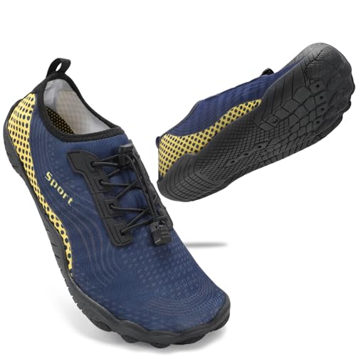 ZHR Badeschuhe Herren Surfschuhe Wasserschuhe Outdoor Strandschuhe Leicht Aquaschuhe Navy Yellow EU40 von ZHR