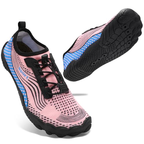 ZHR Barfuss Schuhe Damen Badeschuhe Atmungsaktiv Barfußschuhe Wasserschuhe Schwimmschuhe Strandschuhe Rosa EU35 von ZHR