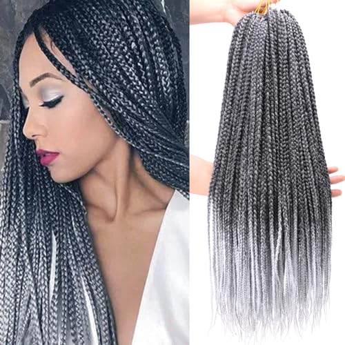 Goddness Flechthaar-Extensions aus grauer Faser, 61 cm, mit vorgedrehter Schlaufe, Ombré-Grau, 6 Bündel für schwarze Frauen (TGrey) von ZHTks