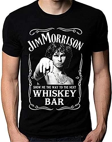 Men Fashion T-Shirt Jim Morrison Show Me The Way to Next Whiskey Bar Doors Logo Men's T-Shirt Men Casual Shirt Black M von ZHUANG