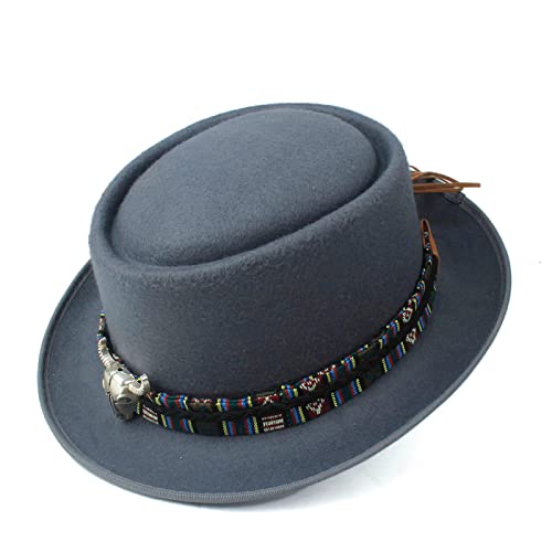 ZHUBAOQIN Fedora Trilby Filzhut Hut Mode Herren Damen Hut Mit Stirnband Kirche Kirchenhut Jazzhut Grau von ZHUBAOQIN