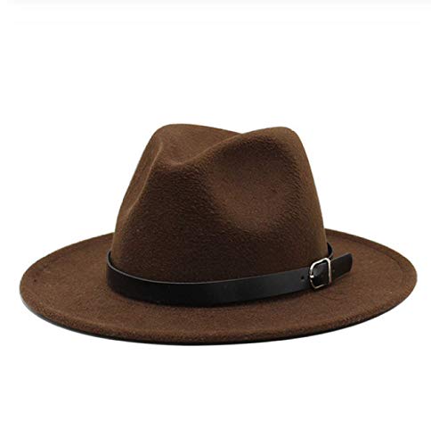 ZHUBAOQIN Fedora Trilby Filzhut Hut Modischer, Lässiger, Beliebter Fedora-Jazz-Hut Für Damen Und Herren. Einfacher Klassischer Runder Schalenhut, Größe 55-58 cm, Dunkelbraun von ZHUBAOQIN