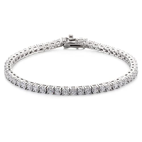 ZHUDJ 925 Silber 15-21cm Tennis Armbänder Schmuck 2mm 3mm 4mm 5a Zirkonia Ewige Hochzeit Luxus Sterling Silber Armband 21cm 3mm cz weiß von ZHUDJ