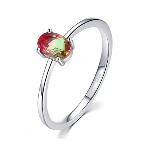 925 Sterling Silber Bunte Wassermelone Turmalin Ringe für Frauen Finger Band Edlen Schmuck Stil von ZHUDJ