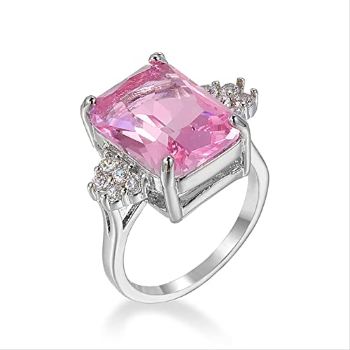 925 Sterling Silber Frauen Hochzeit Verlobungsringe Mit Großen Rosa Grün Blau Topas Weiblichen Edlen Schmuck Geschenk 6 Rosa von ZHUDJ