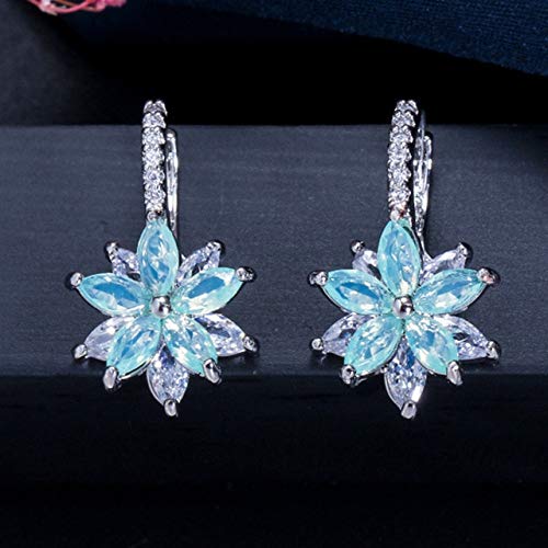 Hochwertige Topas Edelstein Clip Ohrringe für Frauen Party 925 Silber Schmuck Ohrring   Meer blau von ZHUDJ