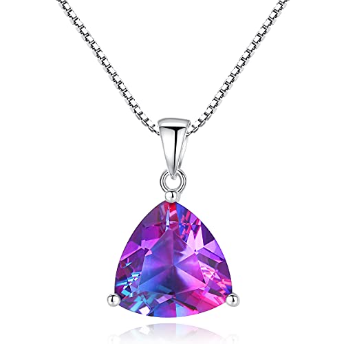 Regenbogen Gemston Anhänger 5.79ct Mystic Lila Regenbogen Feuer Topas 925 Sterling Silber Halsketten & Anhänger Damenschmuck von ZHUDJ