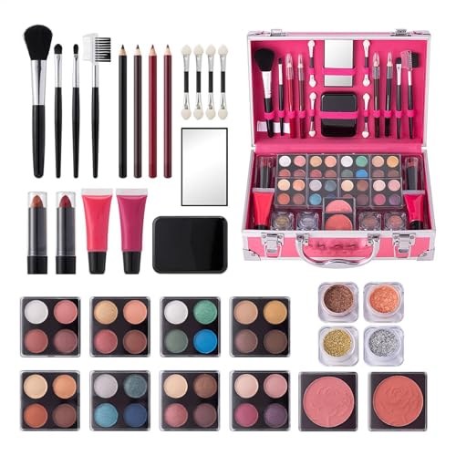 ZHUMCCY Anfänger-Make-up-Set, Beauty Train Case mit Anfänger-Kosmetik-Set – Make-up-Box mit Lidschatten, Lipgloss, Highlighter, Rouge, Pinsel und mehr für Studenten von ZHUMCCY