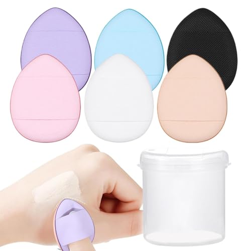 ZHUMCCY Fingerquaste, Fingerpuderquaste, Finger Puff Foundation 6er-Set, Lose Puderquaste mit kleinem Etui zum Fixieren des nassen und trockenen Make-ups für Frauen und Mädchen von ZHUMCCY