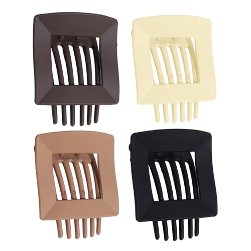 ZHUMCCY Flache Haarklammern Für Damen,Fester Halt Rutschfeste Krallen | 4 Stücke Leichte Griffklammern Für Zuhause Schule Arbeit Outdoor Sport Pendeln Party von ZHUMCCY