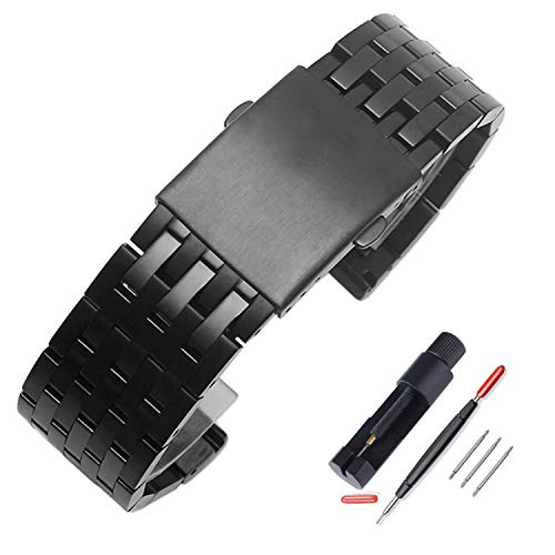 ZHUOLEI Diesel Uhrenarmband, Ersatz-Edelstahl-Uhrenarmband mit Doppelverschluss, Ersatz für Diesel-Uhren (24 mm, 26 mm) mit Werkzeug, 7-schwarz, 24mm, Classic von ZHUOLEI