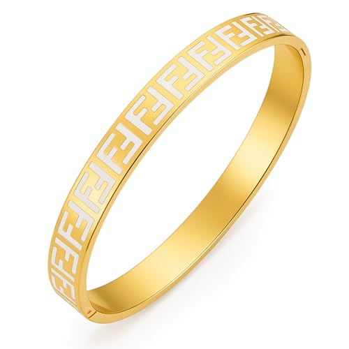 F Armband Damen Gold Dupe Armreif Gold, 17CM Silber 925 Vergoldete Armbänder Damen, Buchstabe V Geometrische Armreifen Hypoallergene, Dupes Schmuck Geschenke für Frauen Geschenke Für Mama von ZHUOMOT