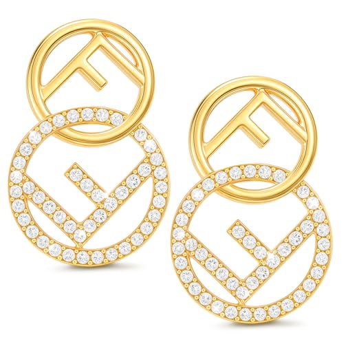 ZHUOMOT F Ohrringe Gold Hypoallergene Goldene Ohrringe Damen, Buchstabe F Geometrische Silber 925 Vergoldete Damenohrringe, Dupes Schmuck Geschenke für Frauen Geschenke Für Mama von ZHUOMOT