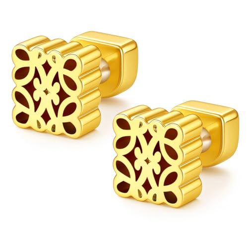 ZHUOMOT Ohrringe Goldene Ohrringe Damen Sterling Silber 925 Vergoldete Ohrstecker Gold, Geometrische Retro Damenohrringe Hypoallergene, Schmuck Geschenke für Frauen Geschenke Für Mama von ZHUOMOT