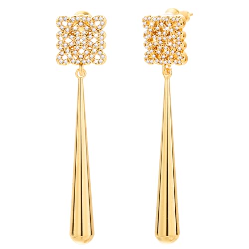 ZHUOMOT Ohrringe Gold Hängend Statement Ohrringe Damen, Sterling Silber 925 Vergoldete Geometrische Retro Goldene Ohrringe Damen Hypoallergene, Schmuck Geschenke für Frauen Geschenke Für Mama von ZHUOMOT