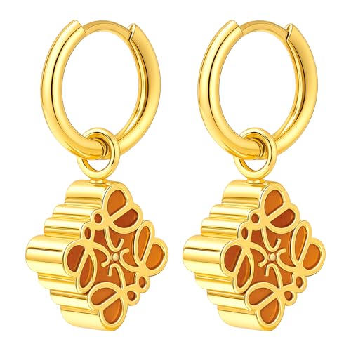 ZHUOMOT Ohrringe Gold Hängend Goldene Ohrringe Damen, Sterling Silber 925 Vergoldete Geometrische Retro Damenohrringe Hypoallergene, Schmuck Geschenke für Frauen Geschenke Für Mama von ZHUOMOT