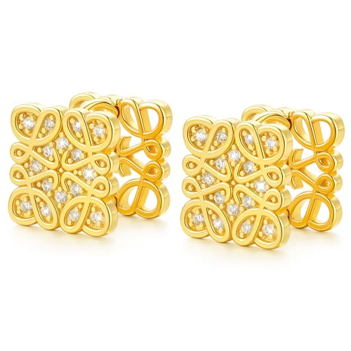 ZHUOMOT Ohrringe Goldene Ohrringe Damen Sterling Silber 925 Vergoldete Ohrstecker Gold, Geometrische Retro Damenohrringe Hypoallergene, Schmuck Geschenke für Frauen Geschenke Für Mama von ZHUOMOT