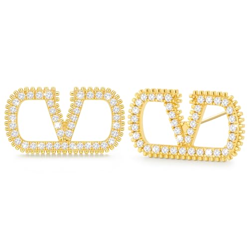 ZHUOMOT V Ohrringe Gold Hypoallergene Goldene Ohrringe Damen, Buchstabe V Geometrische Silber 925 Vergoldete Damenohrringe, Schmuck Geschenke für Frauen Geschenke Für Mama von ZHUOMOT