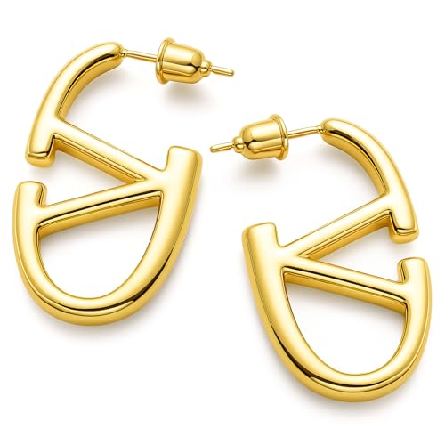 ZHUOMOT V Ohrringe Gold Hypoallergene Goldene Ohrringe Damen, Buchstabe V Geometrische Sterling Silber 925 Vergoldete Damenohrringe, Schmuck Geschenke für Frauen Geschenke Für Mama von ZHUOMOT