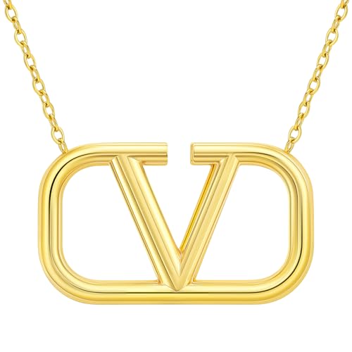 ZHUOMOT V Halskette Damen Gold Hypoallergene Goldkette Damen, Buchstabe V Geometrische Silber 925 Vergoldete Kette Gold, Schmuck Geschenke für Frauen Geschenke Für Mama von ZHUOMOT