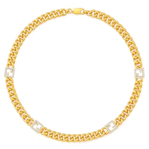 ZHUOMOT Halskette Damen Statement Kette Gold, Silber 925 Vergoldete Klobige Kettenhalskette Damen Gold Kubanische Gliederkette, Dupes Schmuck Geschenke für Frauen Geschenke Für Mama von ZHUOMOT