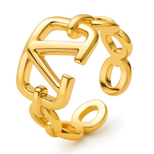 ZHUOMOT V Ringe Gold Ring Damen Offener Ring Gold, Buchstabe V Geometrische Sterling Silber 925 Vergoldete Goldring Damen Hypoallergene, Schmuck Geschenke für Frauen von ZHUOMOT