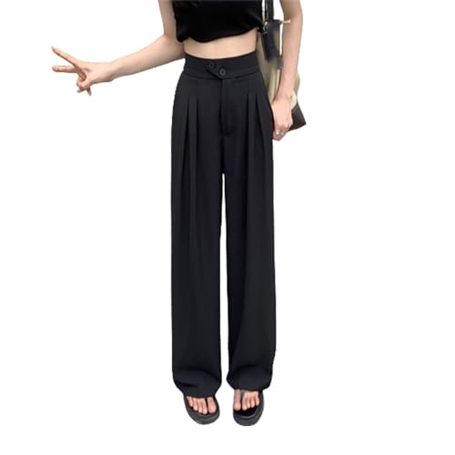 ZHUOYA Damen-Hose aus Eisseide, lässig, lockere Passform, Lange Hose, vielseitige Hose mit hoher Taille und weitem Bein (Shape-B,M) von ZHUOYA