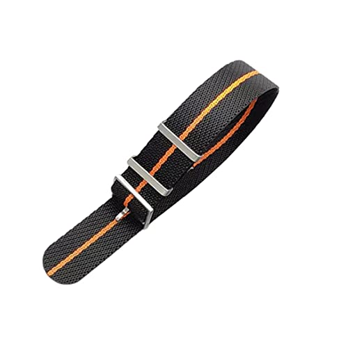 Uhrenarmbänder für Herren, Uhrenarmband, 20 mm/22 mm Herren-Uhrenarmband aus gewebtem Nylon, NATO-Militär, Ersatz-Uhrenzubehör for Smartwatch(Orange Line-20mm) von ZHURDFT