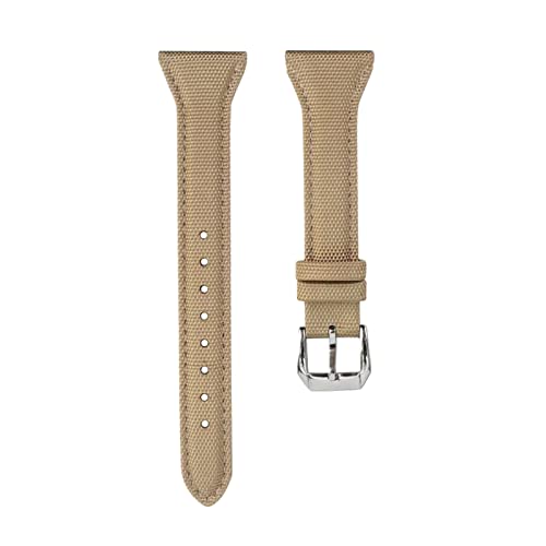 Uhrenarmbänder für Herren, Uhrenarmband, 22 mm, Unterseite aus echtem Leder, Herren, sportlich, atmungsaktives Nylon-Uhrenarmband for Smartwatches, Ersatzarmband(Khaki Silver-22mm) von ZHURDFT
